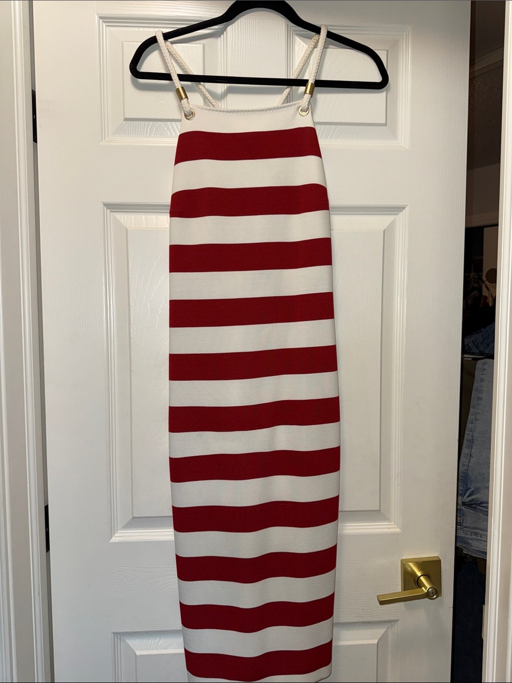 MaxMara Nautical Red and White Striped Midi dress